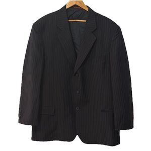 Ermenegildo Zegna Super 150’s Pinstripe Wool Blazer Jacket 46R EU58 Navy
